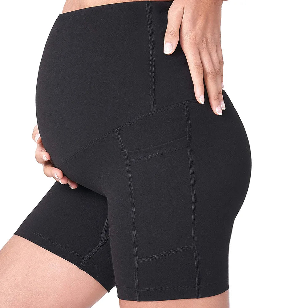 Women's Maternity Yoga Shorts Over The Belly Bump Summer Workout Running