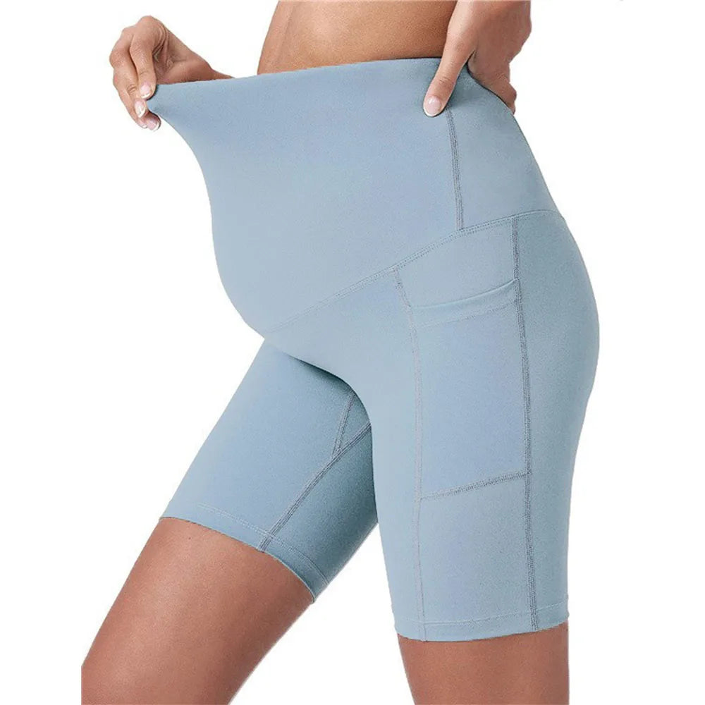 Women's Maternity Yoga Shorts Over The Belly Bump Summer Workout Running