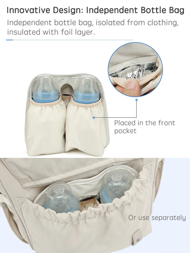 PANGDUBE Baby Nappy Bag with 2pcs Stroller Hooks Mummy Bag Backpack Waterproof
