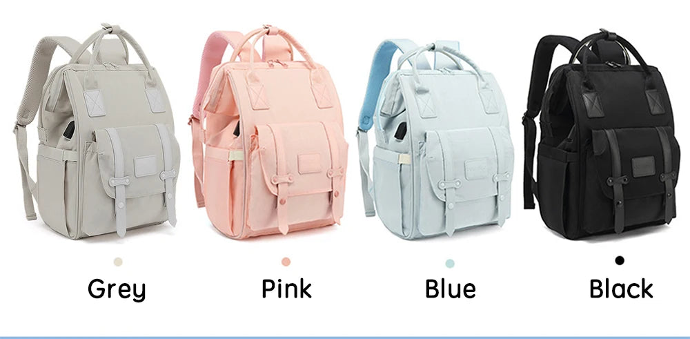 PANGDUBE Baby Nappy Bag with 2pcs Stroller Hooks Mummy Bag Backpack Waterproof