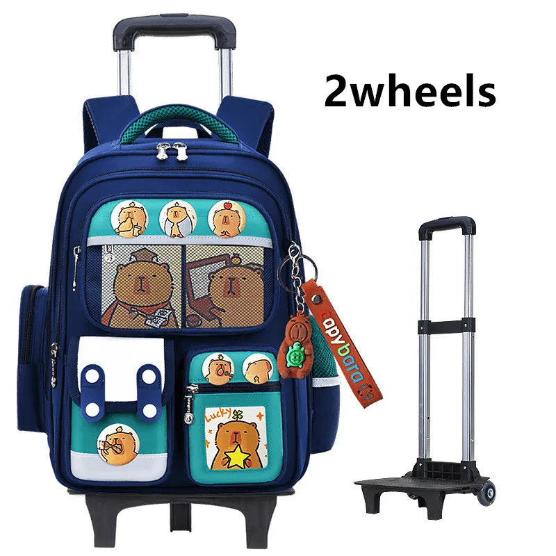 Children Trolley backpack wheels Student High capacity School bags