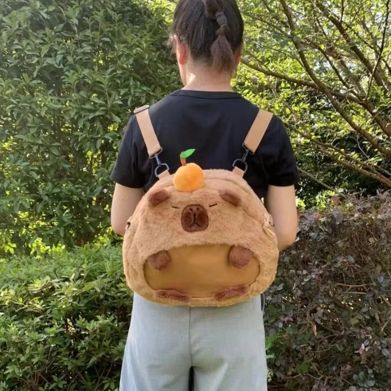 Capybara Plush Backpack Kawaii Fashion Plushie Doll Fur Pendant Children's