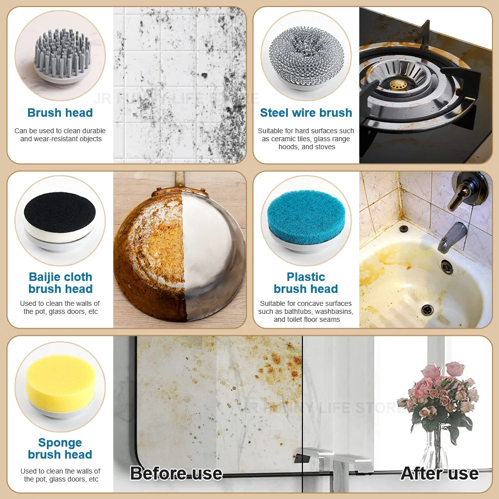 Wireless Electric Cleaning Brush Rechargeable Kitchen Dishwashing Brush