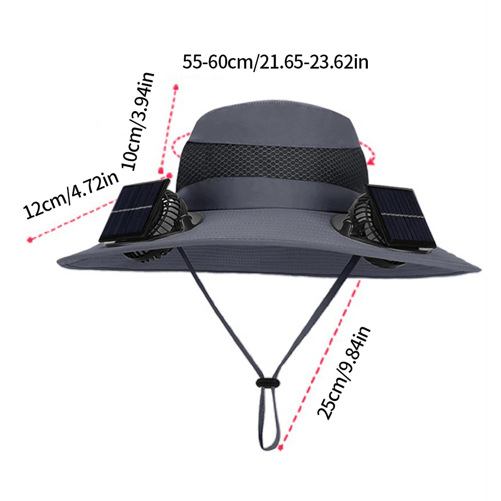 Outdoor Solar Multi-purpose Fan Cap Adjustable Three-speed Wind with USB Charging