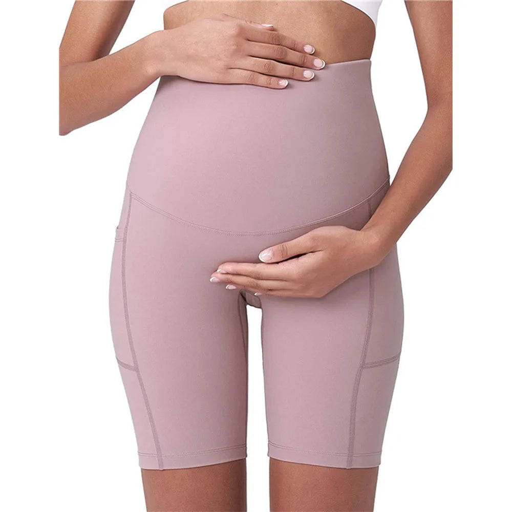 Women's Maternity Yoga Shorts Over The Belly Bump Summer Workout Running