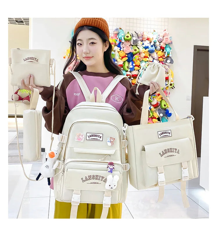 Conjunto de 5 pingentes grátis estilo floresta versão coreana casual harajuku estudante