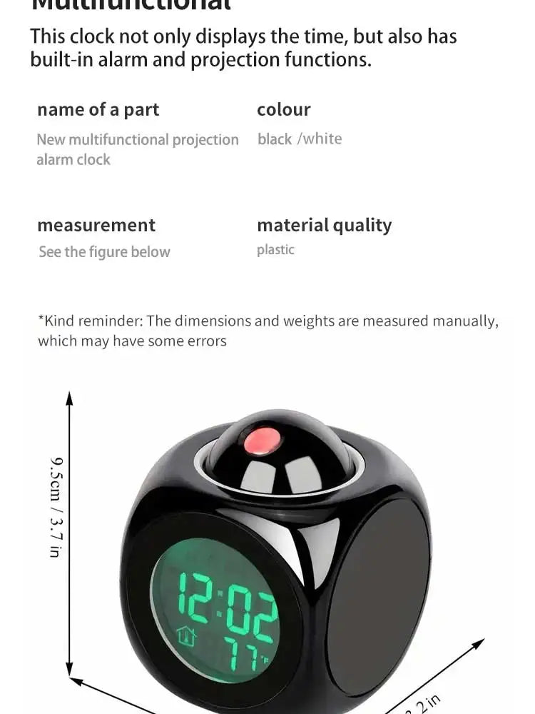 Multi-function Projection Chime Clock LED Light Projection