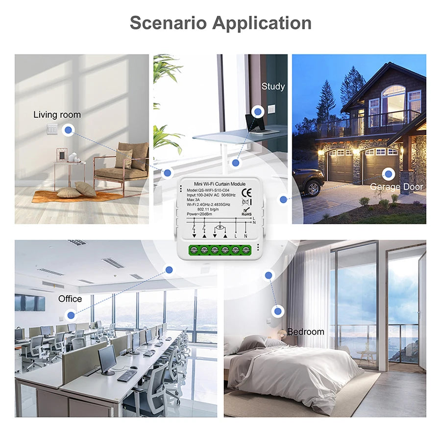 Module curtains Electric Motor Work with Alexa Google Home Smart Life