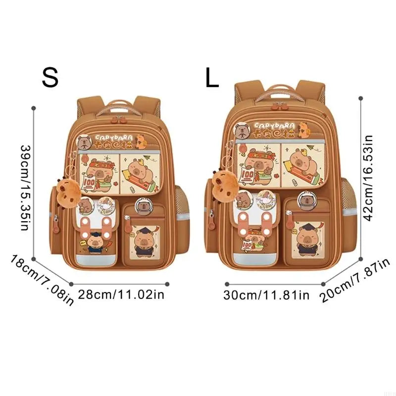 H3CB Unique Capybara Designs Backpack For Elementary Students Ergonomic
