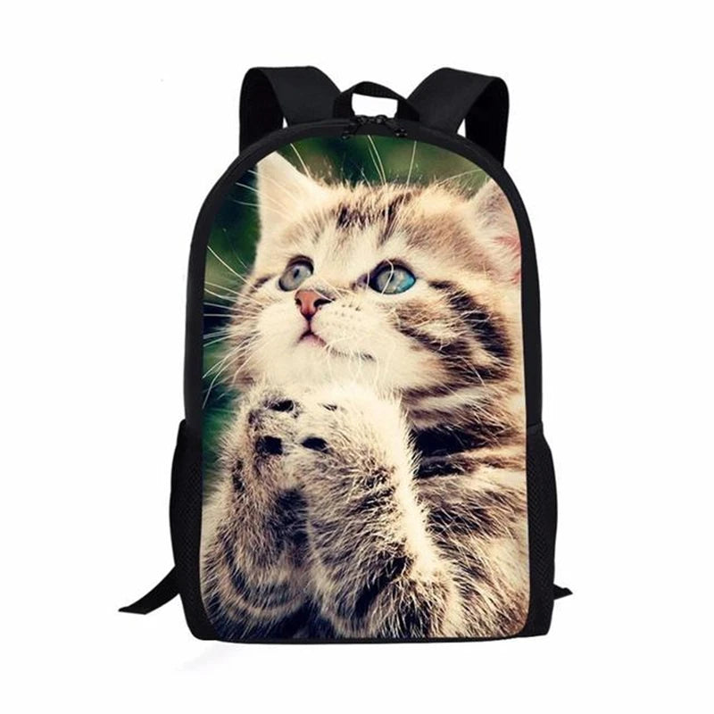 Mochilas escolares populares e modernas para cadernos de gatos 3D