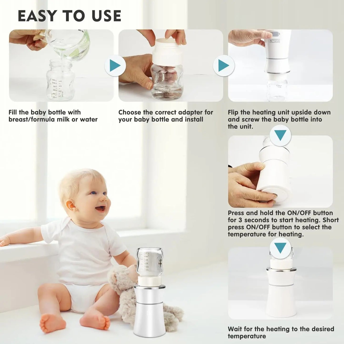 Portable Baby Bottle Warmer Milk USB Charge