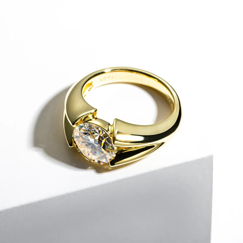 3 Carat Moissanite Ring 925 Sterling Silver Woman Yellow Color Wedding