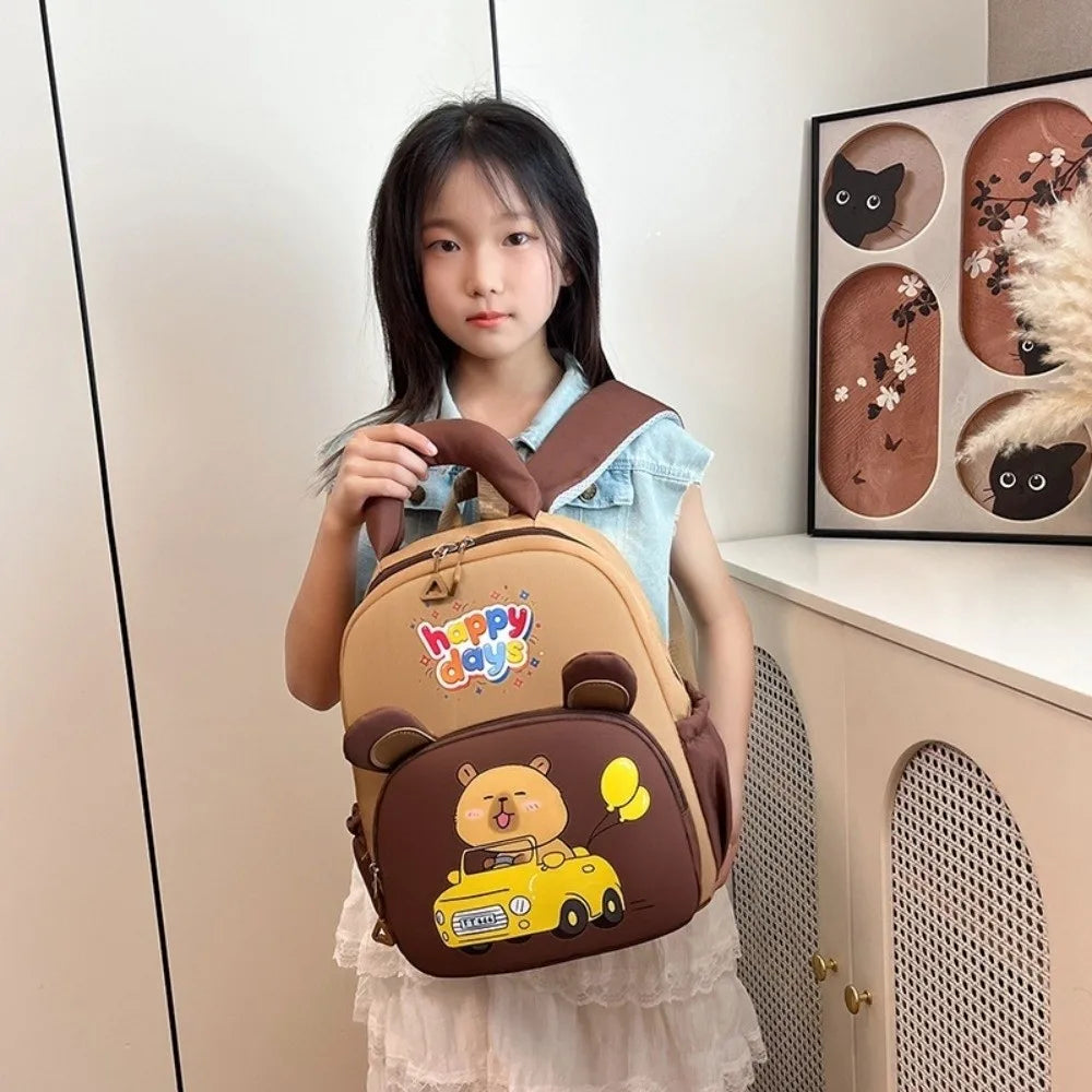 Kawaii Cartoon Capybara Backpack Nylon Lightweight Capybara School Bag Large