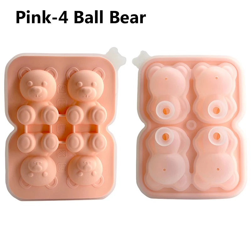 Cute Teddy Bear Ice Cube Making Mold Splash-proof
