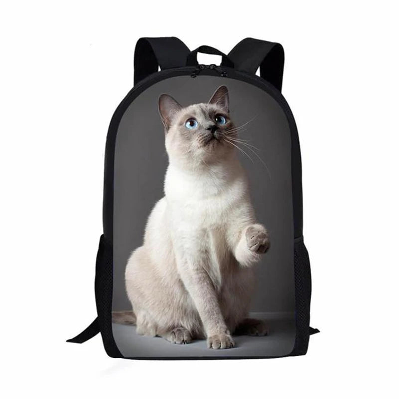 Mochilas escolares populares e modernas para cadernos de gatos 3D