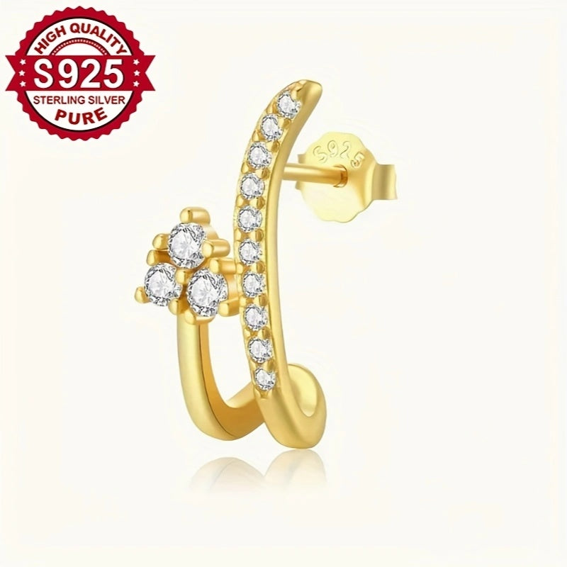 Pair, S925 Silver, Long and Short Line Earrings, Retro Sweet Elegant Ear Ornaments