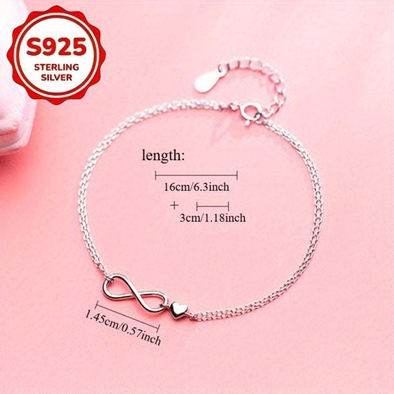 2pcs S925 Sterling Silvery Infinity Symbol Bracelets