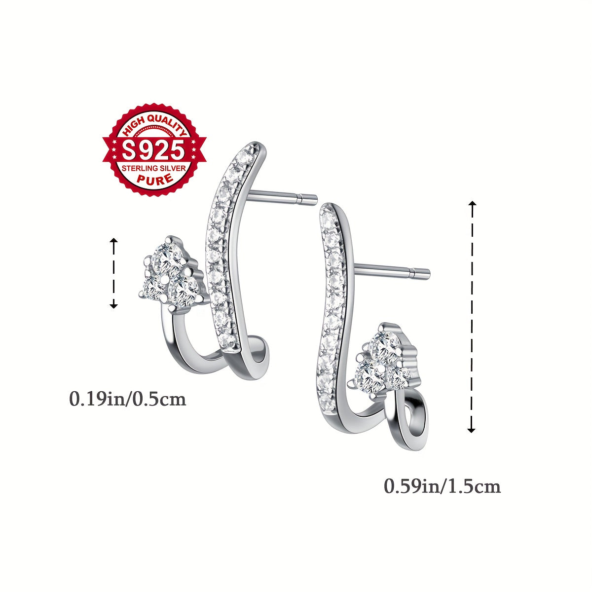 Pair, S925 Silver, Long and Short Line Earrings, Retro Sweet Elegant Ear Ornaments