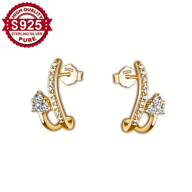 Pair, S925 Silver, Long and Short Line Earrings, Retro Sweet Elegant Ear Ornaments