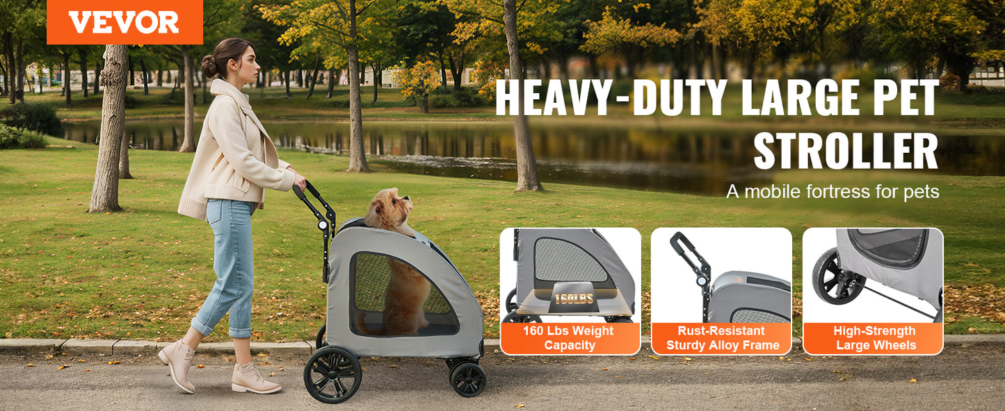 VEVOR 160lbs Pet Stroller: Adventure Awaits for Your Furry Friends!