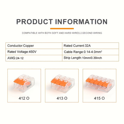90pcs electrical quick connectors, lever wire connectors combination kit