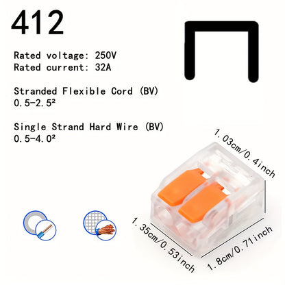 75/80/90pcs Orange Quick-Connect Electrical Terminal Blocks - 250V/32A