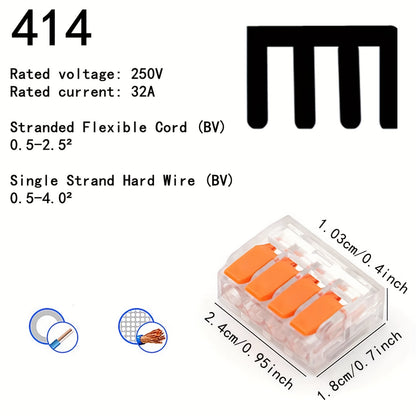 75/80/90pcs Orange Quick-Connect Electrical Terminal Blocks - 250V/32A
