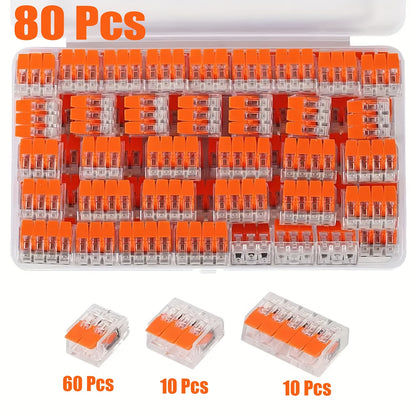 75/80/90pcs Orange Quick-Connect Electrical Terminal Blocks - 250V/32A