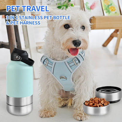 Keep Your Furry Friends Hydrated with the OKKPETS 3-in-1 Stainless Steel Dog Water Bottle!
