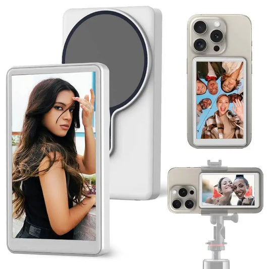 Monitor de selfie para telemóvel, vlog, ecrã, câmara traseira portátil