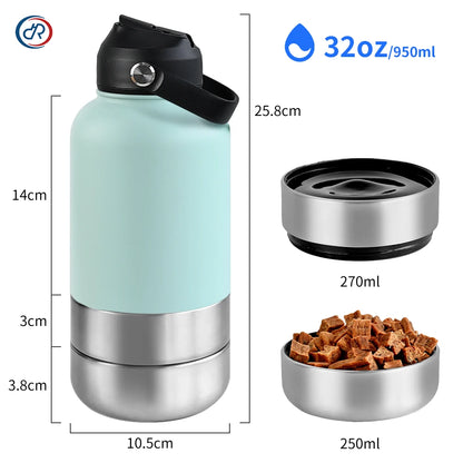 Keep Your Furry Friends Hydrated with the OKKPETS 3-in-1 Stainless Steel Dog Water Bottle!