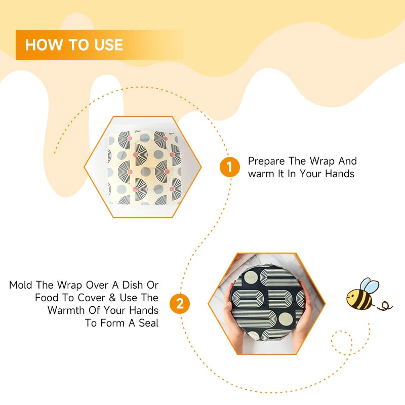 Envoltorios orgánicos de cera de abeja para alimentos, sostenibles, que mantienen la frescura