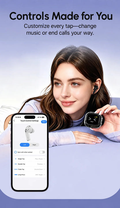 Wireless Bluetooth Headphones,144 Language Real Time Translation Earphones for Business,with Smart Touch Screen HiFi TWS Headset