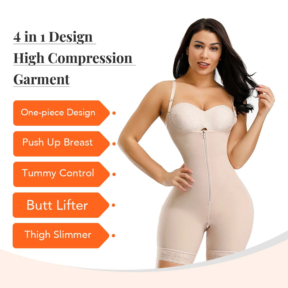 Fajas Colombianas Detachable Straps Full Body Shaper Tummy Slimming Postpartum