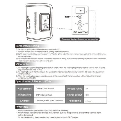 USB Bottle Warmer Bag Milk Warmer Bottle Heating