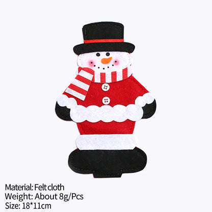 Christmas Elder Snowman Elk Doll Knife And Fork Cutlery Set Cloth