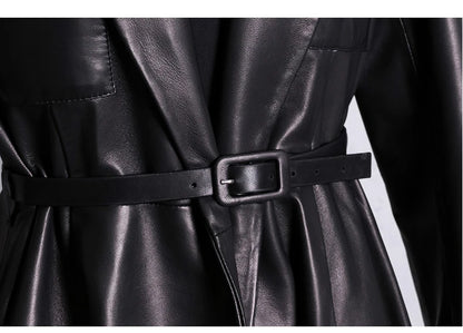 Nerazzurri High Quality Red Black Maxi PU Leather Trench Coat