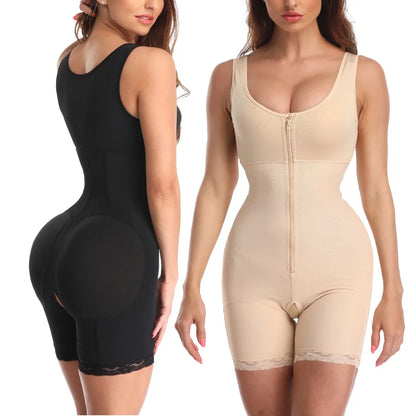 Zip Waist Lace Slimming Shaper Corset Control Shapewear Butt Lifter Strap Body Shaper