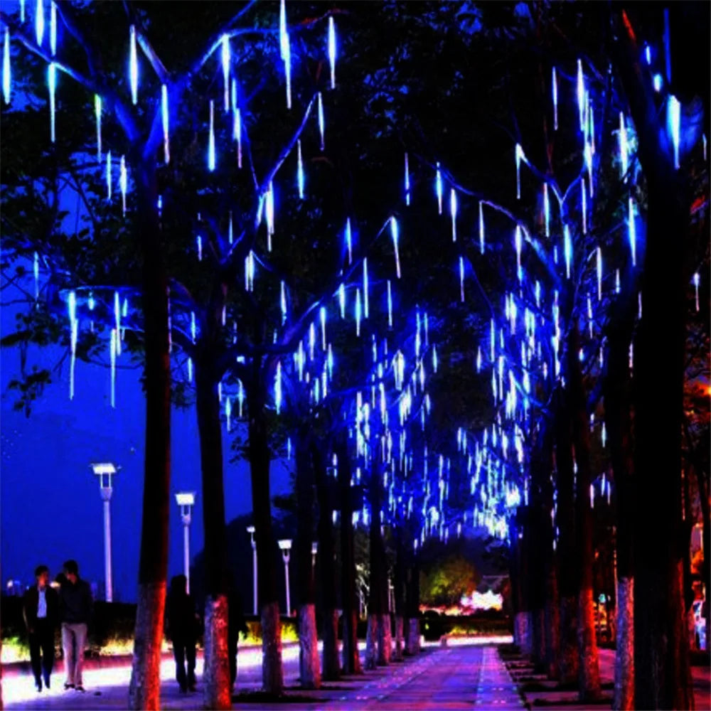 LED Meteor Shower Rain Lights Waterproof Falling Raindrop Fairy String