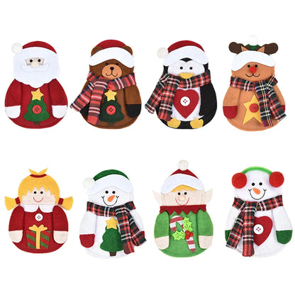 Christmas Elder Snowman Elk Doll Knife And Fork Cutlery Set Cloth