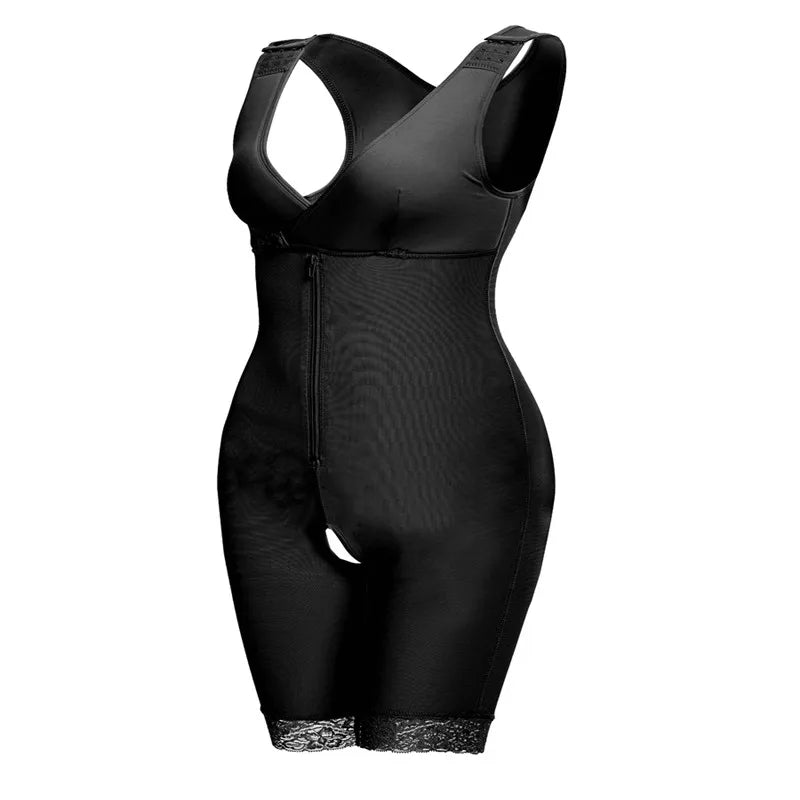 Zip Waist Lace Slimming Shaper Corset Control Shapewear Butt Lifter Strap Body Shaper