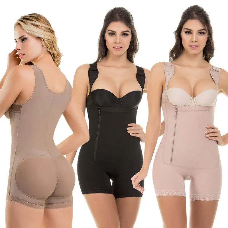 Zip Waist Lace Slimming Shaper Corset Control Shapewear Butt Lifter Strap Body Shaper