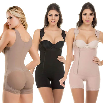 Zip Waist Lace Slimming Shaper Corset Control Shapewear Butt Lifter Strap Body Shaper