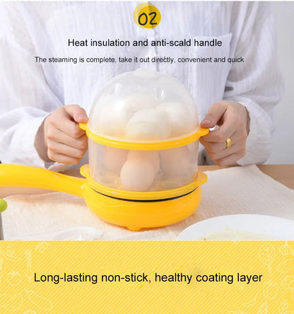 220V Omelet Steamer Egg Cooker Egg Frying Pan Auto Power Off Breakfast