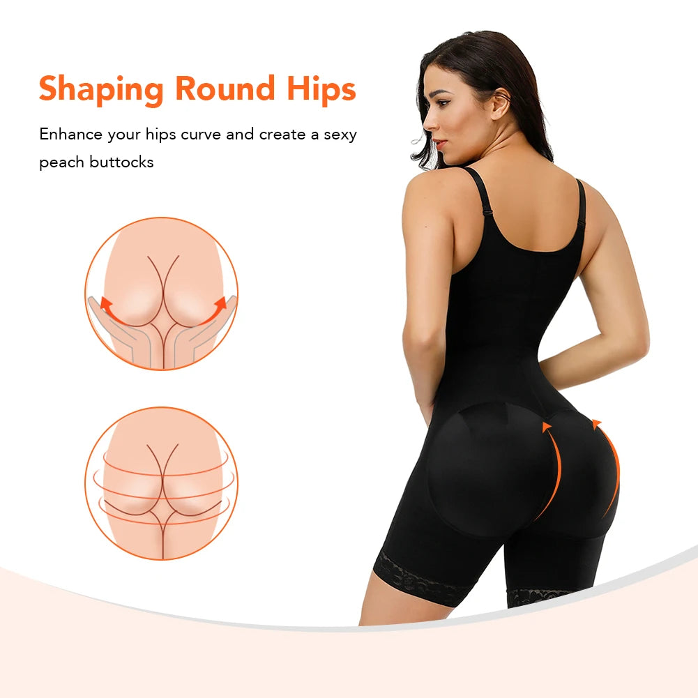 Fajas Colombianas Detachable Straps Full Body Shaper Tummy Slimming Postpartum