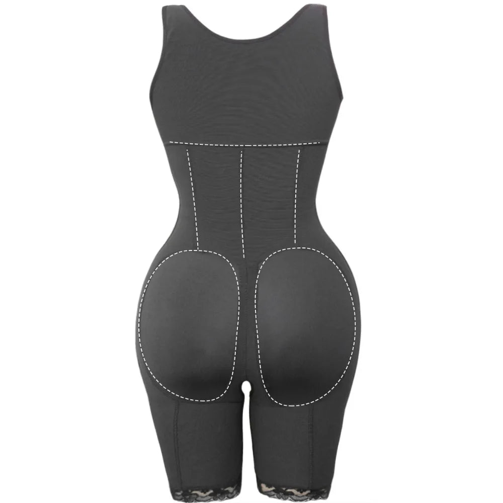 Zip Waist Lace Slimming Shaper Corset Control Shapewear Butt Lifter Strap Body Shaper