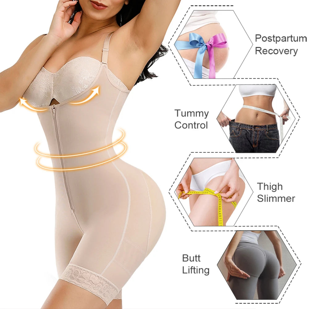 Fajas Colombianas Detachable Straps Full Body Shaper Tummy Slimming Postpartum