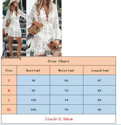 Hot Sale Women Sexy V-neck Lace Beach Bikini Cover Up