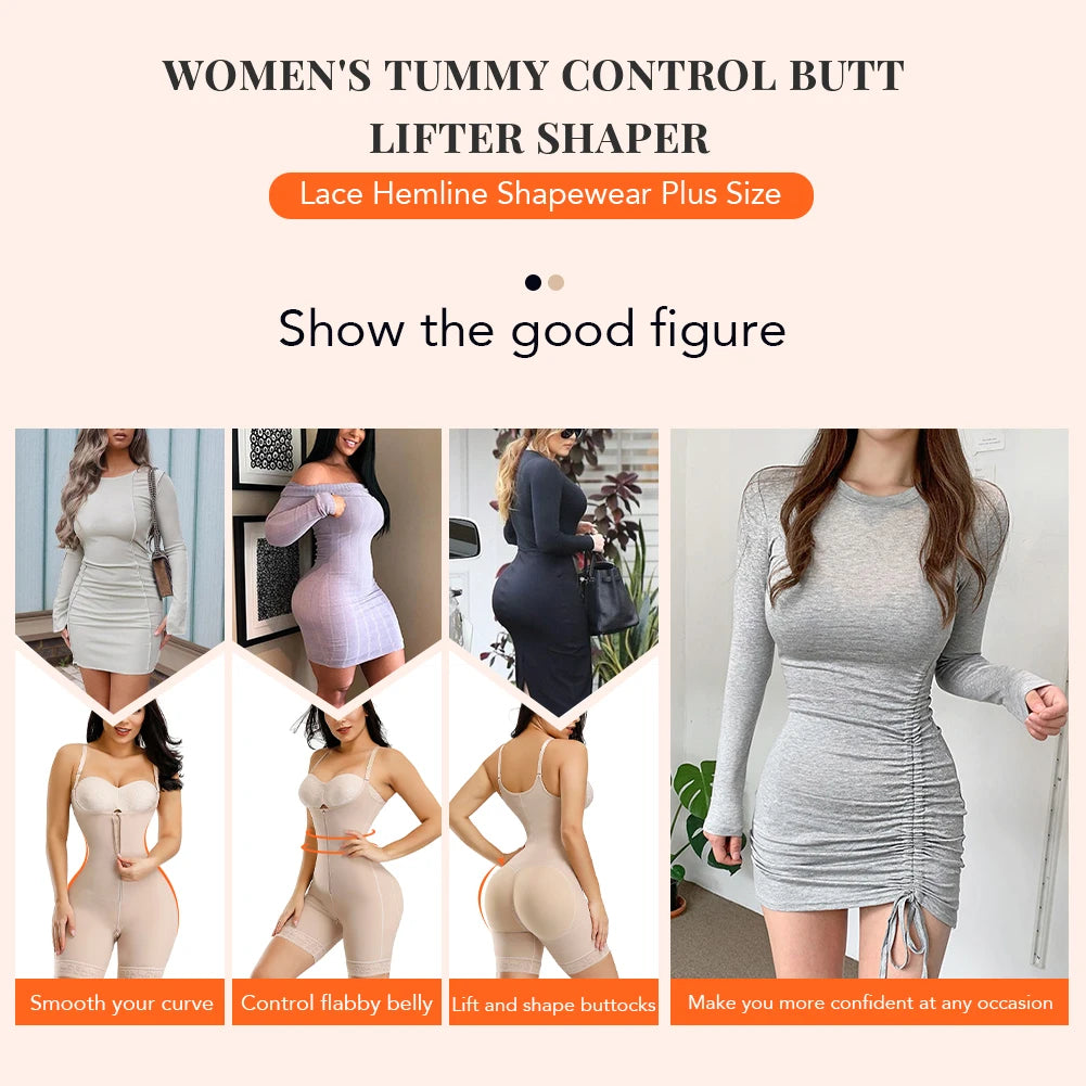 Fajas Colombianas Detachable Straps Full Body Shaper Tummy Slimming Postpartum