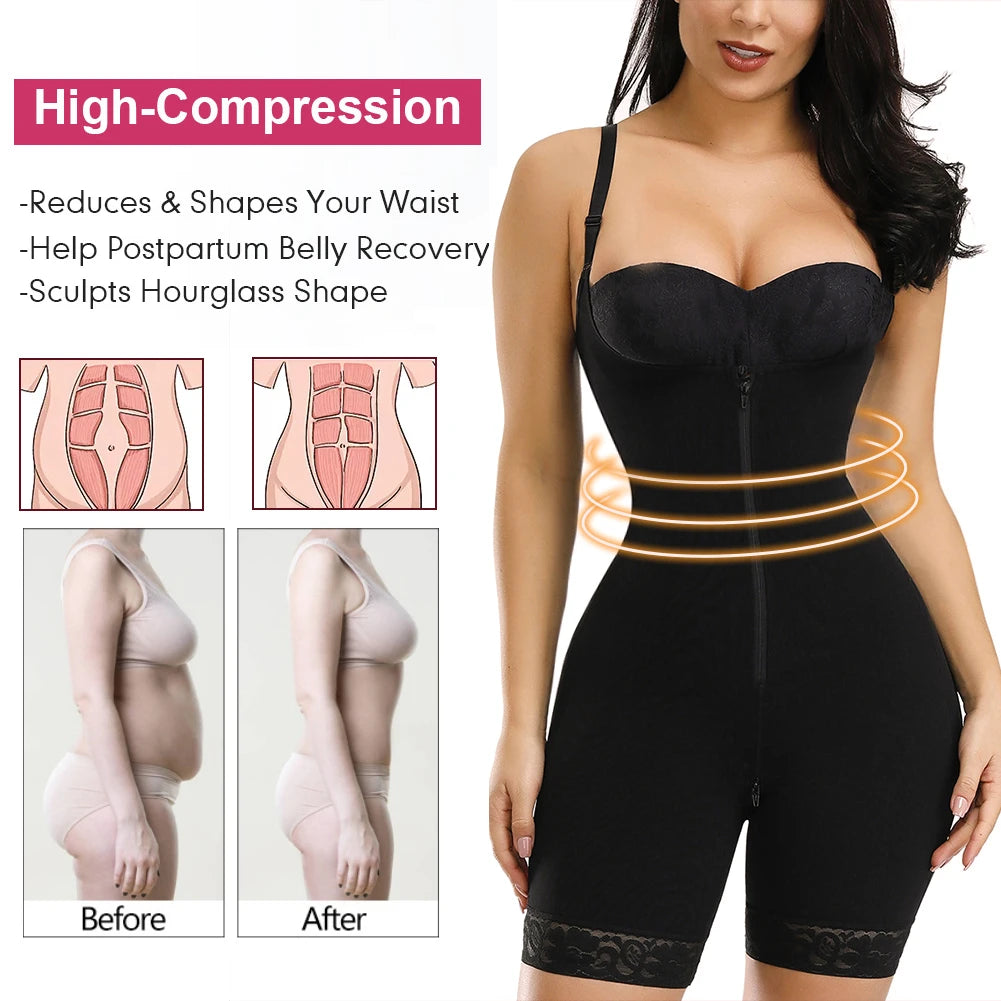 Fajas Colombianas Detachable Straps Full Body Shaper Tummy Slimming Postpartum